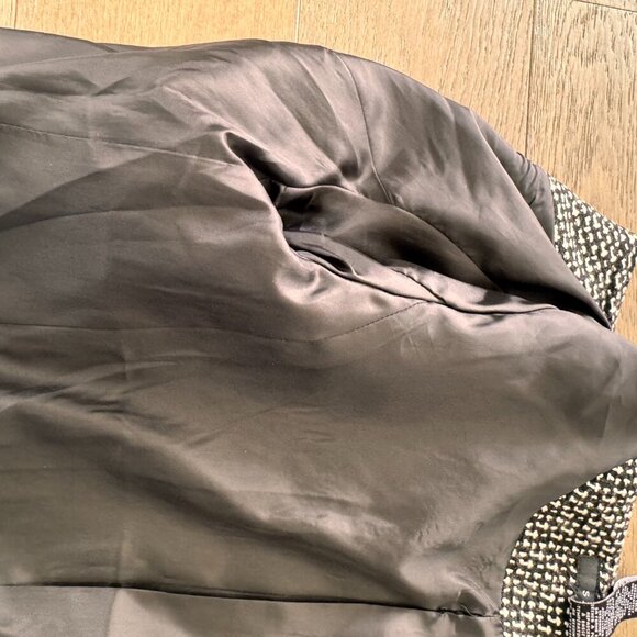 Sandro Paris Tweed Moto Style Collarless Blazer with Zipper Black/White - Picture 10 of 11